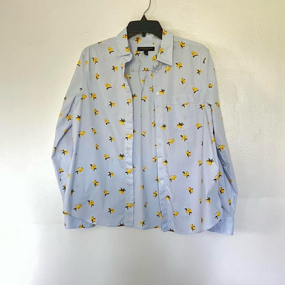 Lemon Fruit Patterned Button Up Top - image 1
